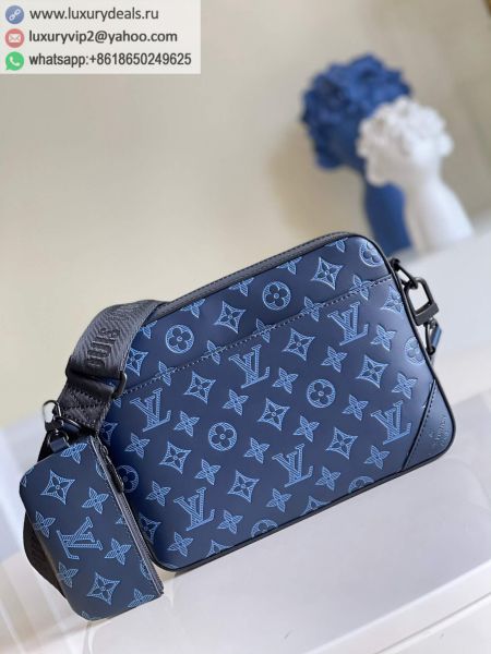 Replica Louis Vuitton LV Duo Messenger Messenger M45730 Blue Leather Shoulder Bags