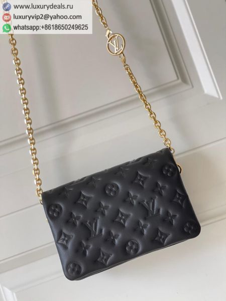 Replica Louis Vuitton LV Pochette Coussin Chain M80742 Black Sheepskin Clutch Bags