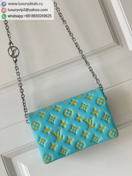 Replica Louis Vuitton LV Pochette Coussin Chain M80744 Light Green Sheepskin Clutch Bags