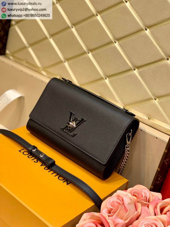 Replica Louis Vuitton LV Lockme Clutch M56088 Women Leather Shoulder Bags Black