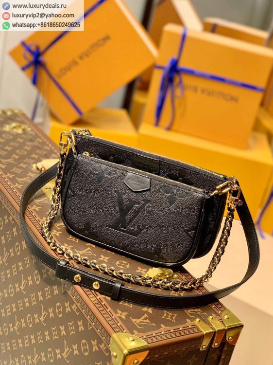 Replica Louis Vuitton LV Multi Pochette Accessoires cross body bag M80399 Women Leather Shoulder Bags Black