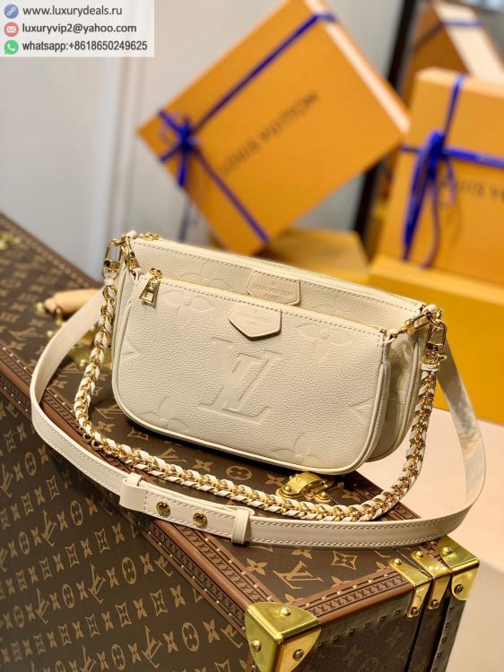 Replica Louis Vuitton LV Multi Pochette Accessoires cross body bag M80447 Women Leather Shoulder Bags Milk White