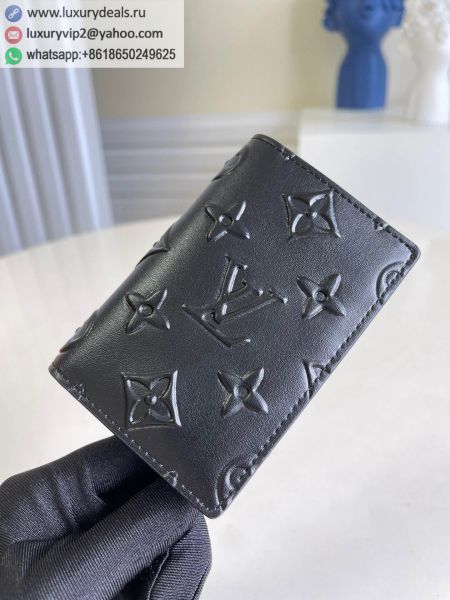 Replica LV Pocker Organizer Slender M80508 Black Leather Wallets