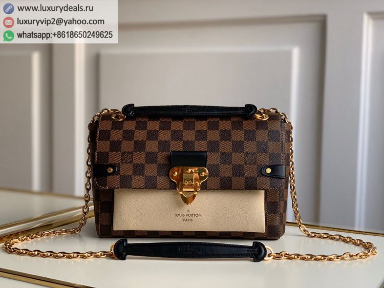 Replica Louis Vuitton LV Vavin Damier PM Chain N40113 Women PVC Shoulder Bags Milk White