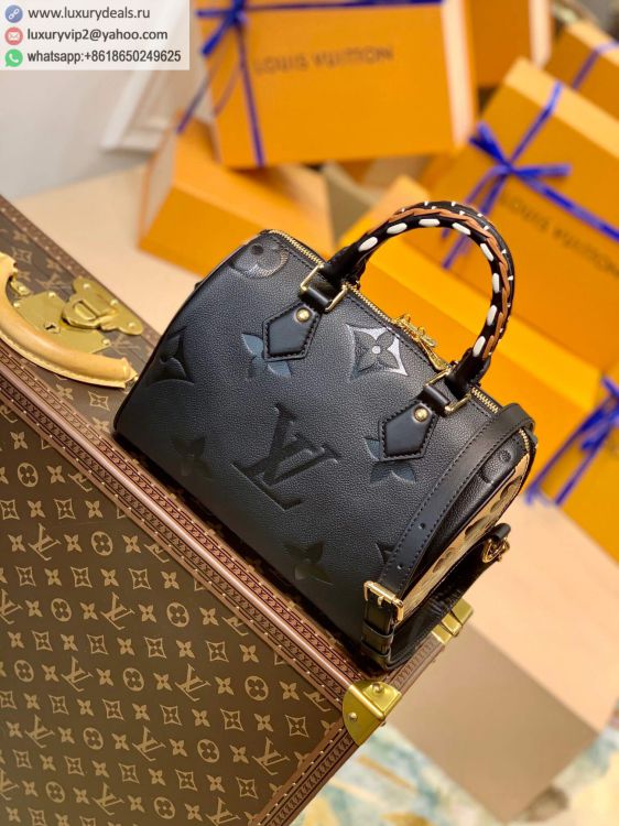 Replica Louis Vuitton LV Speedy Bandouliere 25 Leopard M58524 Women Leather Shoulder Bags Black