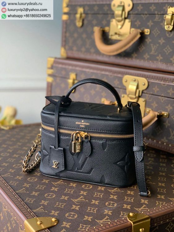 Replica Louis Vuitton LV Vanity PM M45598 Women Leather Makeup Bags Black