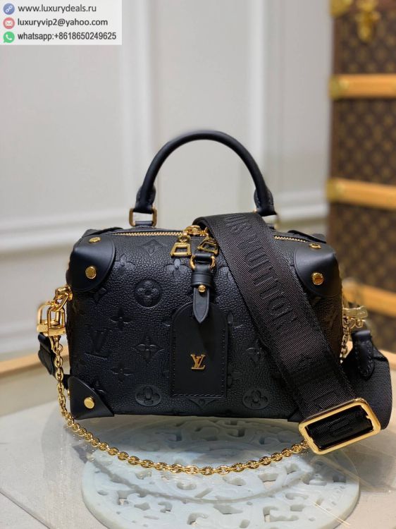 Replica Louis Vuitton LV Petite Malle Souple handbag M45393 Women Leather Shoulder Bags Black