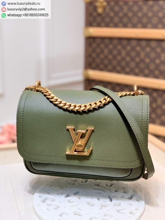 Replica Louis Vuitton LV Lockme Chain bag M57067 Women Leather Shoulder Bags Olive Green