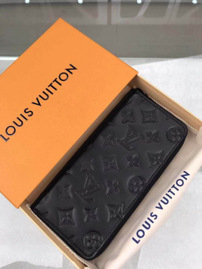 Replica Louis Vuitton LV Zippy M62902 Black Leather Wallets