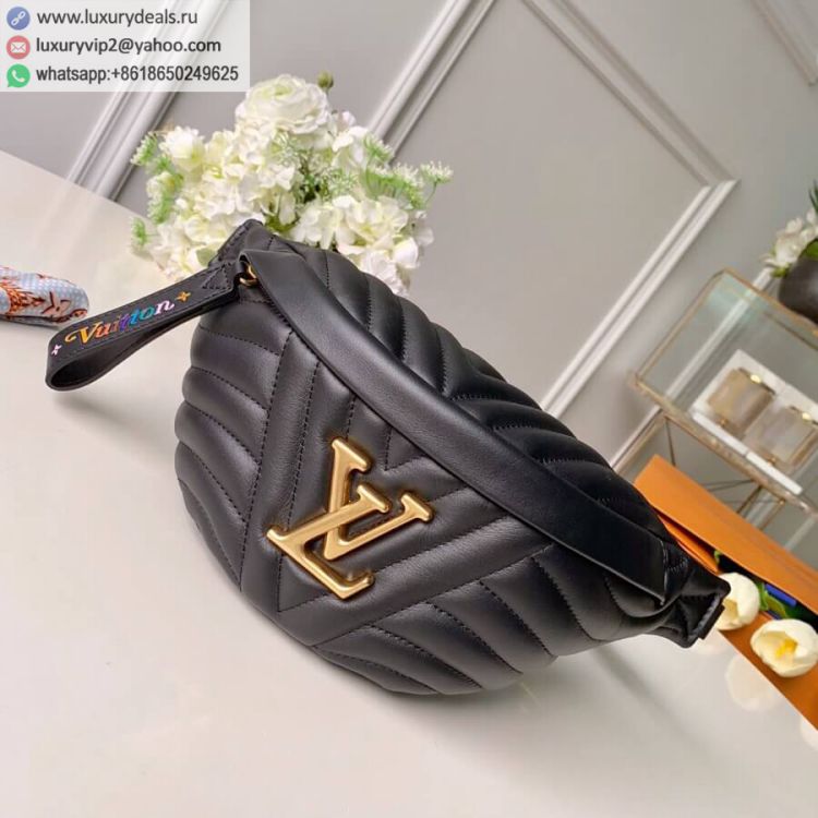 Replica Louis Vuitton LV Black New Wave Bum Bag M53750 Women Leather Fanny Packs Black