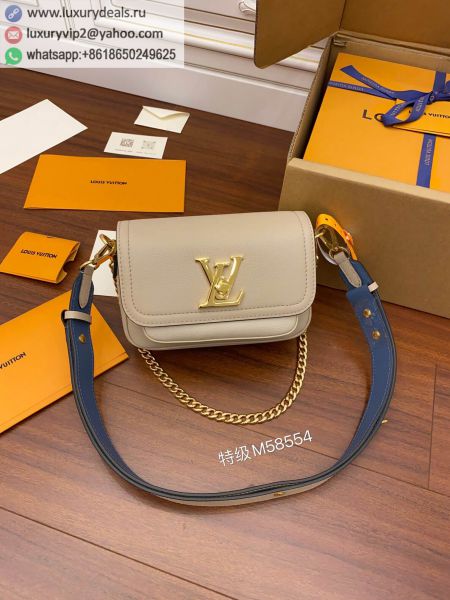Replica Louis Vuitton LV Lockme Tender Bag M58554 Apricot Leather Shoulder Bags