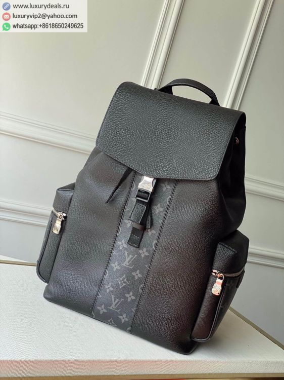 Replica Louis Vuitton LV Outdoor M30417 Men Leather Backpack Bags Black