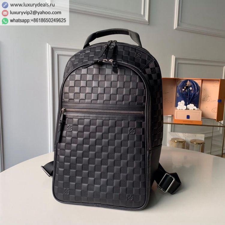 Replica Louis Vuitton LV Michael Damier Infini Leather Backpack N41330 Men Leather Backpack Bags Black