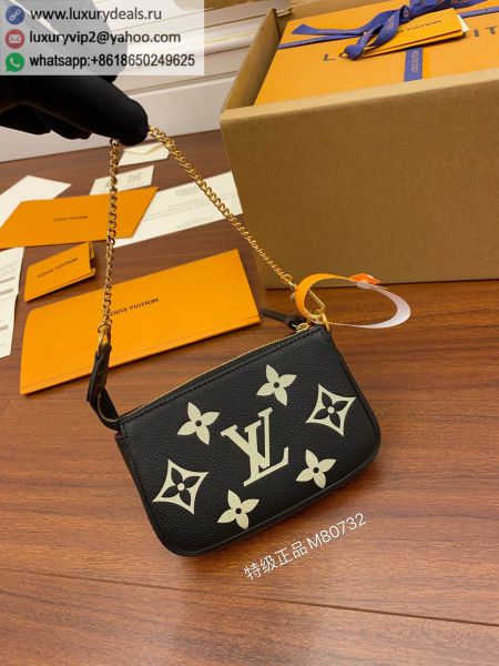 Replica Louis Vuitton LV Mini Pochette Accessoires M80732 Black Leather Clutch Bags