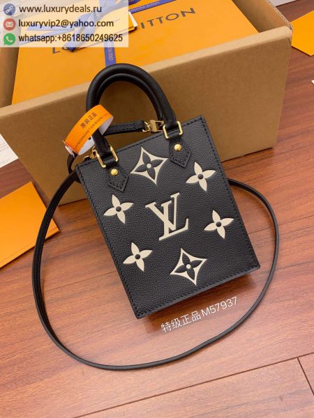 Replica Louis Vuitton LV Petit Sac Plat M57937 Black Leather Tote Bags