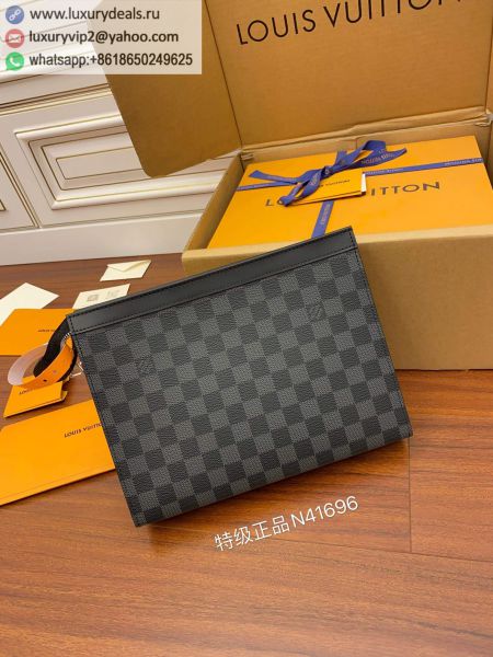 Replica Louis Vuitton LV Pochette Voyage MM N41696 Black PVC Clutch Bags