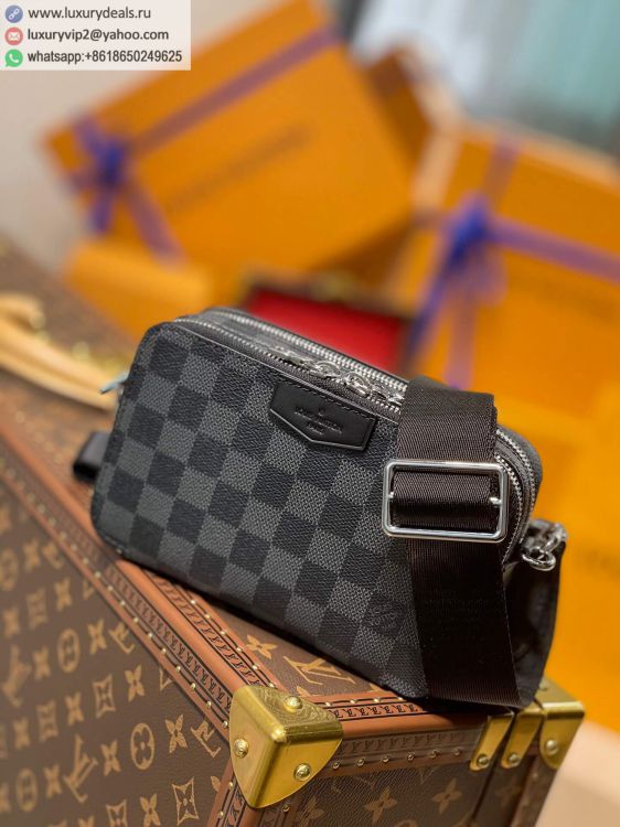 Replica Louis Vuitton LV Alpha Wearable N60418 Men Black PVC Shoulder Bags