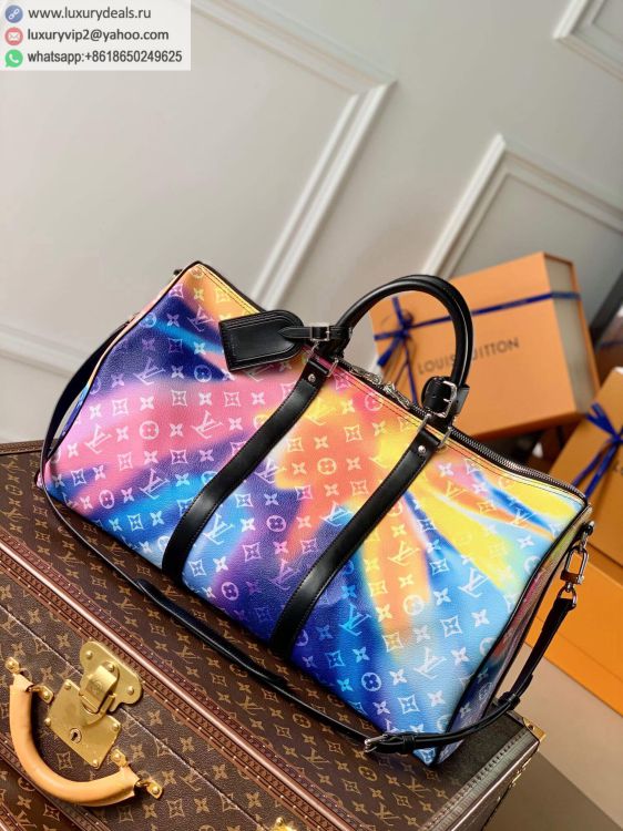 Replica Louis Vuitton LV Keepall Bandouliere 50 M45942 Men Multi Color PVC Travel Bags
