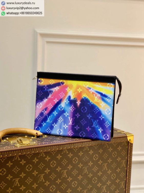 Replica Louis Vuitton LV Pochette Voyage M45941 Men Multi Color PVC Clutch Bags