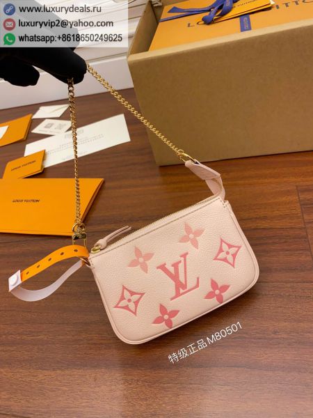 Replica Louis Vuitton LV Mini Pochette Accessoires M80501 Pink Leather Clutch Bags