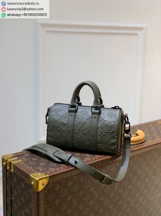 Replica Louis Vuitton LV Keepall XS bag M57961 Men Olive Green Leather Tote Bags