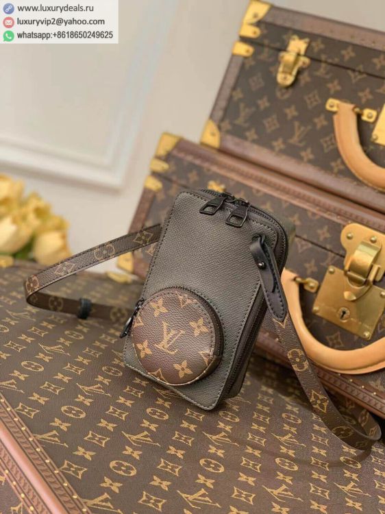 Replica Louis Vuitton LV Phone Box M30581 Men Olive Green Leather Shoulder Bags