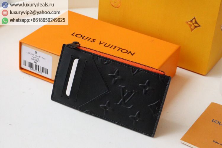 Replica Louis Vuitton LV Coin Card Holder M80827 Men Black Leather Card Holders