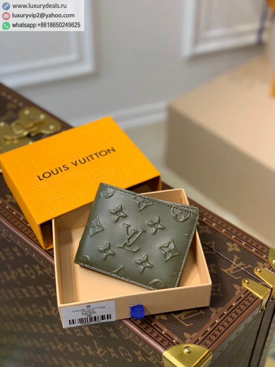 Replica Louis Vuitton LV Slender M80520 Men Olive Green Leather Wallets