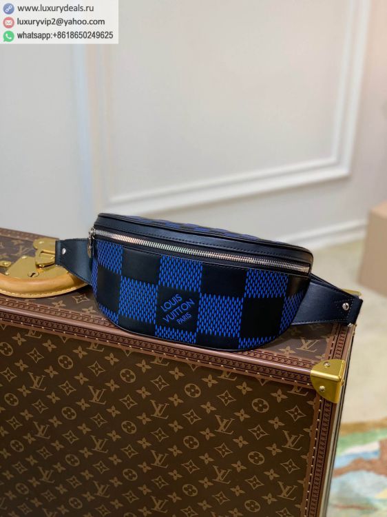 Replica Louis Vuitton LV Campus N50022 Men Blue Leather Fanny Packs