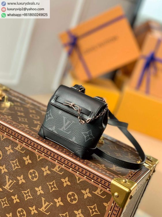 Replica Louis Vuitton LV Mini Steamer pouch M00340 Men Black PVC Shoulder Bags