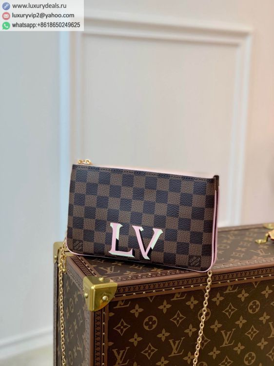 Replica Louis Vuitton LV Double Zip Pochette bag N60254 Women Damier Ebene PVC Shoulder Bags