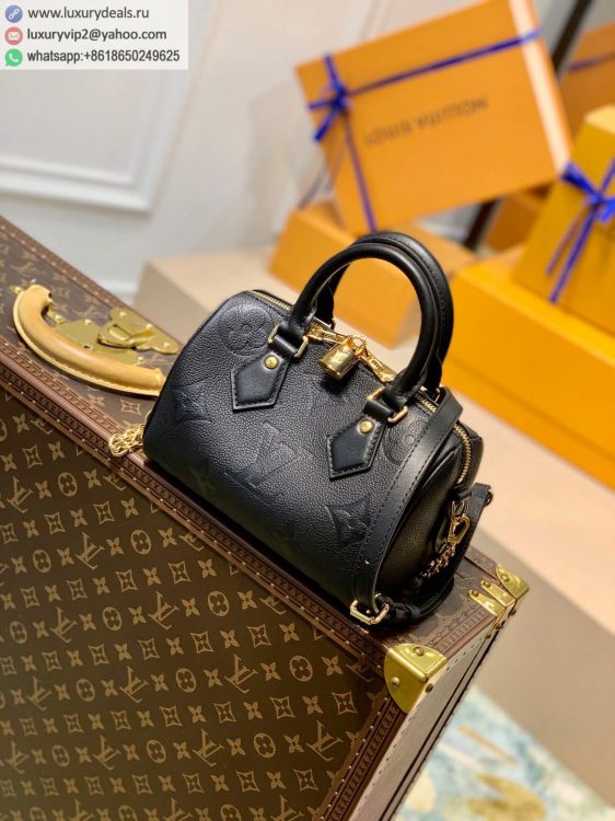 Replica Louis Vuitton LV Speedy Bandouliere 20 bag M58953 Women Black Leather Tote Bags
