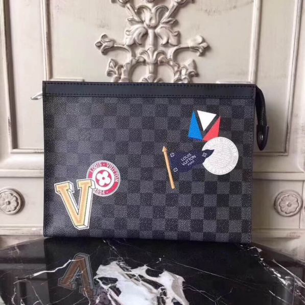 Replica LV N64442 League Damier Graphite POCHETTE VOYAGE Medium Clutch Bags