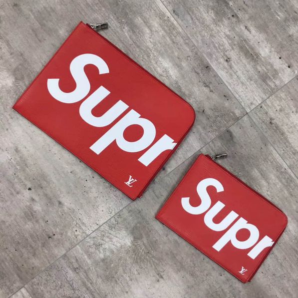 Replica LV Supreme Limited Edition Red Epi Large Clutch Bags