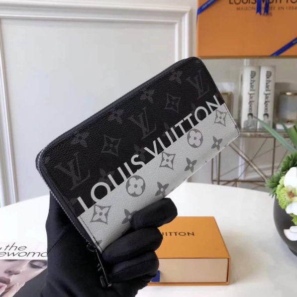 Replica LV Split Black White Zippy Zip Bi Fold Wallets