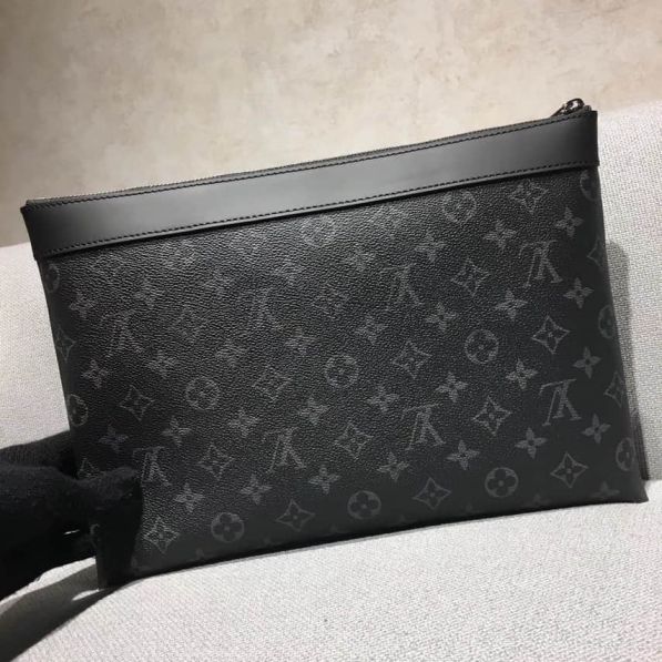 Replica LV 2018 Black Grey Clutch Bags