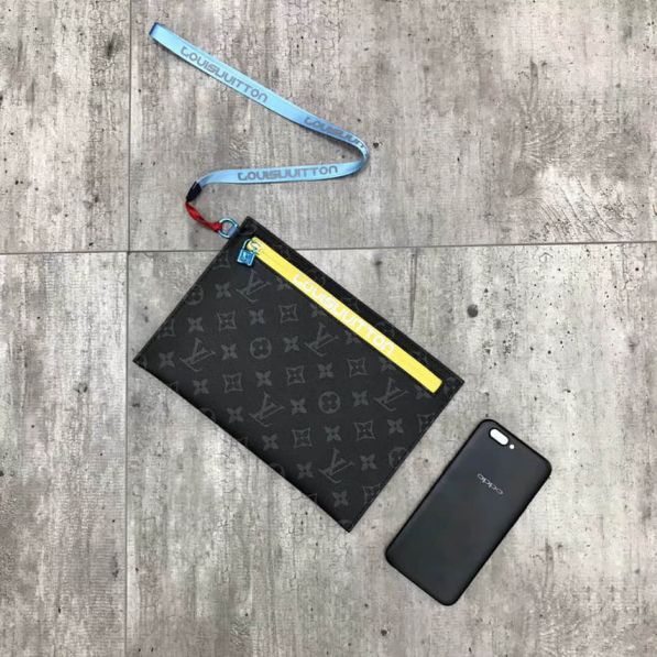 Replica LV 2018 Large Black Grey Clutch Bags
