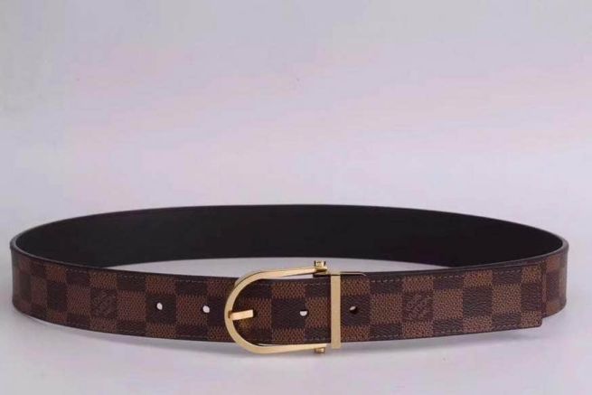 Replica LV 35cm Damier Canvas Leather Silver LOGO Men Belts