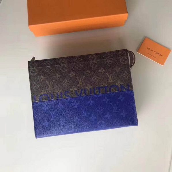 Replica LV 2018 POCHETTE VOYAGE Monogram Blue M63066 Clutch Bags