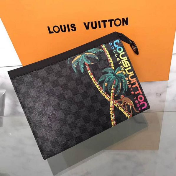 Replica LV 2018 Limited Edition Print Men Medium N63510 Clutch Bags