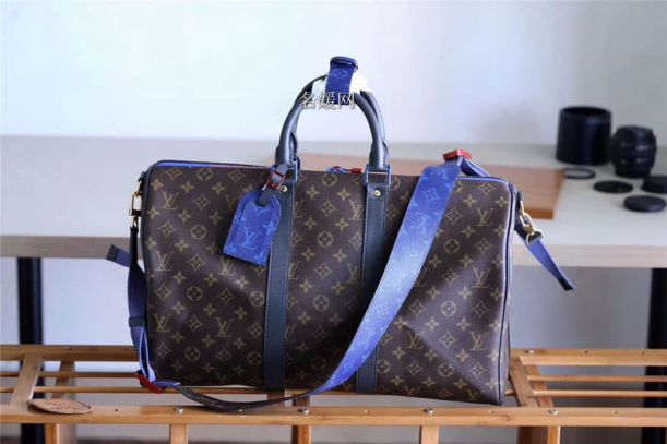 Replica LV 2018ss Blue Shoulder Strap KEEPALL 45 M43856 Monogram Travel Bags
