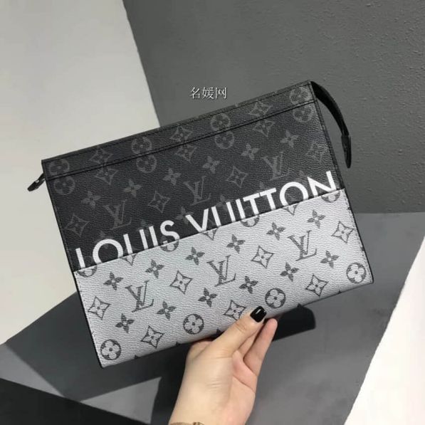 Replica LV 2018 Black Grey Pochette Voyage M63039 Clutch Bags