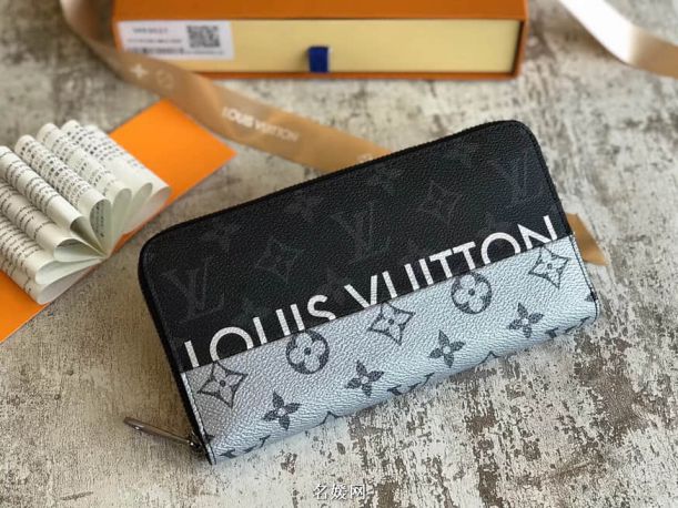 Replica LV 2018 Black Grey ZIppy Zip Bi Fold Wallets
