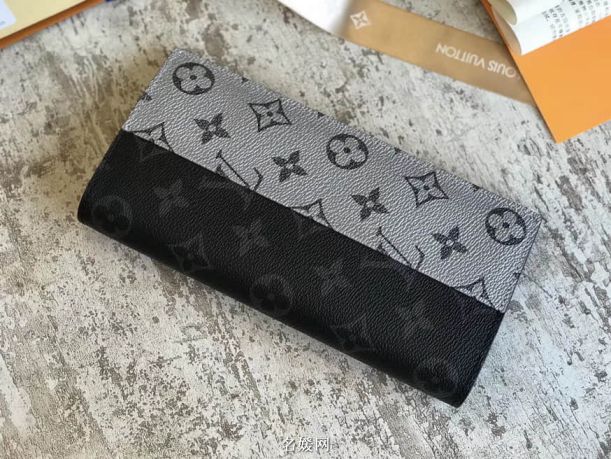 Replica LV 2018 BRAZZA Bi Fold Black Multicolor Long Bi Fold M63027 Wallets