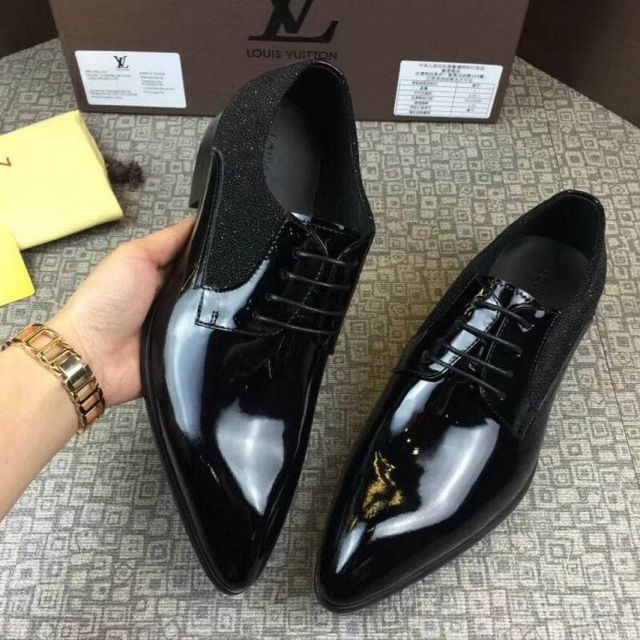Replica LV Patent Men Leather Shoes