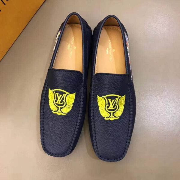 Replica 2018 LV Embroidery Causal Men Driver Shoes