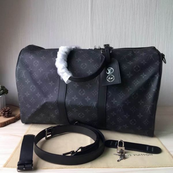 Replica LV 2016 Hiroshi Fujiwara KEEPALL 45CM M40569 Eclipse Monogram Canvas Travel Bags