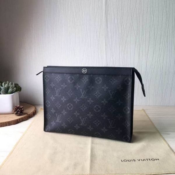 Replica LV Hiroshi Fujiwara Fragment DaMeier Ebene Black Zip M61690 Clutch Bags