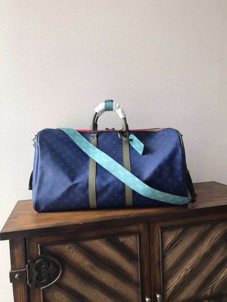 Replica LV Blue Keepall 55 Travel Bags