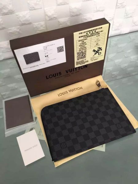 Replica LV Men Canvas Zip POCHETTE JOUR Small N41502 Clutch Bags
